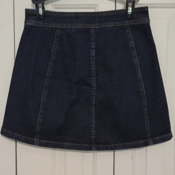 Madewell Size 8 Dark Denim Skirt Button-Up - Picture 2 of 5